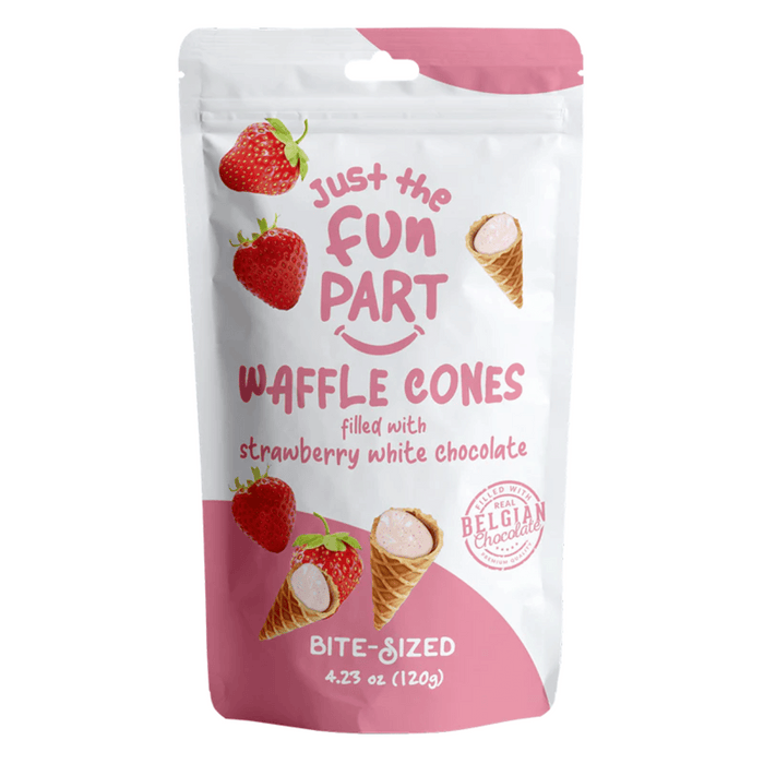 Just The Fun Part Waffle Cones - Strawberry White Choc 120g